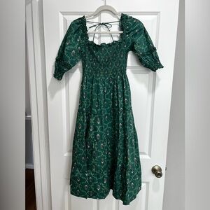 RARE Hill House Green Floral Puff Sleeve Dress